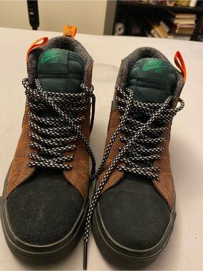 Men's Brown and Black High-Top Shoes
